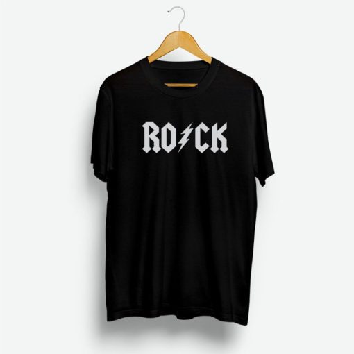 Rock X ACDC Parody Dark Grey Graphic T Shirts