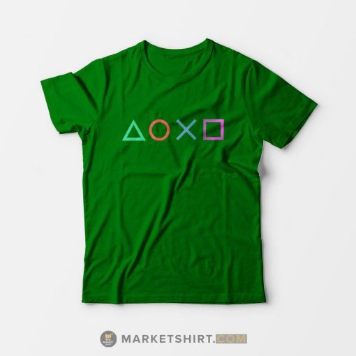Playstation Button Logo T-shirt Green