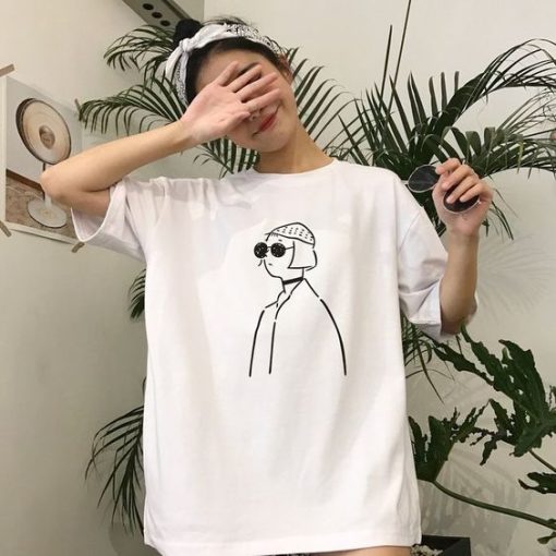 Mathilda Leon Sunglasses Girl Drawing Lines T-Shirt