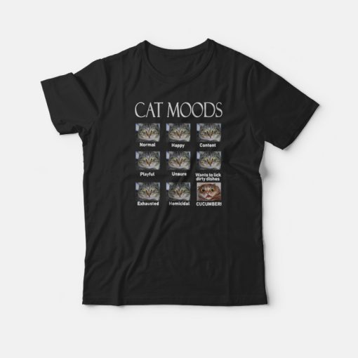 Cat Moods Feelings Face T-shirt