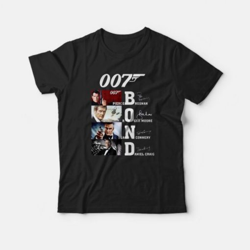 007 Bond Pierce Brosnan Roger Moore Sean Connery Daniel T-shirt