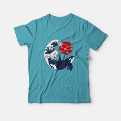 Whale Wave T-shirt Oriental Japanese Style
