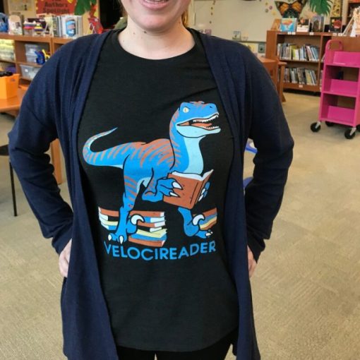 Velocireader Tee Awesome Velociraptor Dinosaur Design T-Shirt
