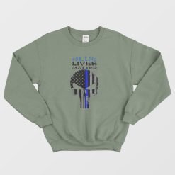 Blue Lives Matter Skull Flag Vintage Sweatshirt