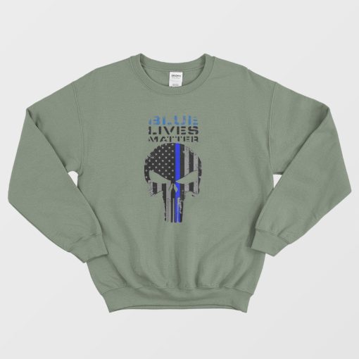 Blue Lives Matter Skull Flag Vintage Sweatshirt