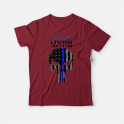 Blue Lives Matter Skull Flag Vintage T-shirt