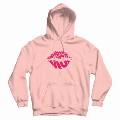 Married To The Mob Pink Signature Lips Pattern Hoodie