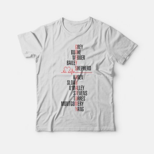 Grey's Anatomy Squad Names T-shirt