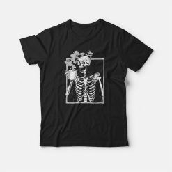 Skeleton Drinking Coffee T-shirt