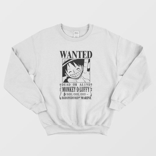 Wanted Dead or Alive Luffy Black and White Sweatshirt