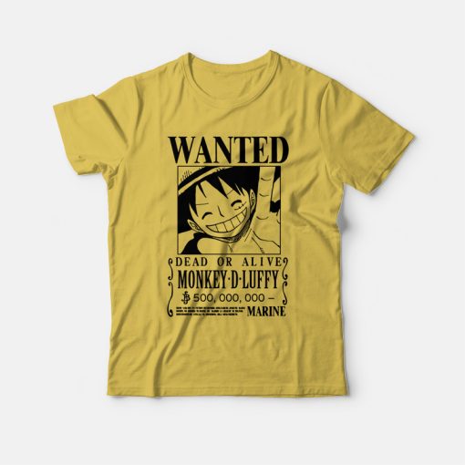 Wanted Dead or Alive Luffy Black and White T-shirt