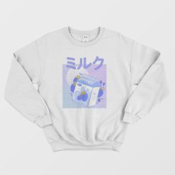 Blue Japanese Kawaii Strawberry Milkshake Funny Sweatshirt
