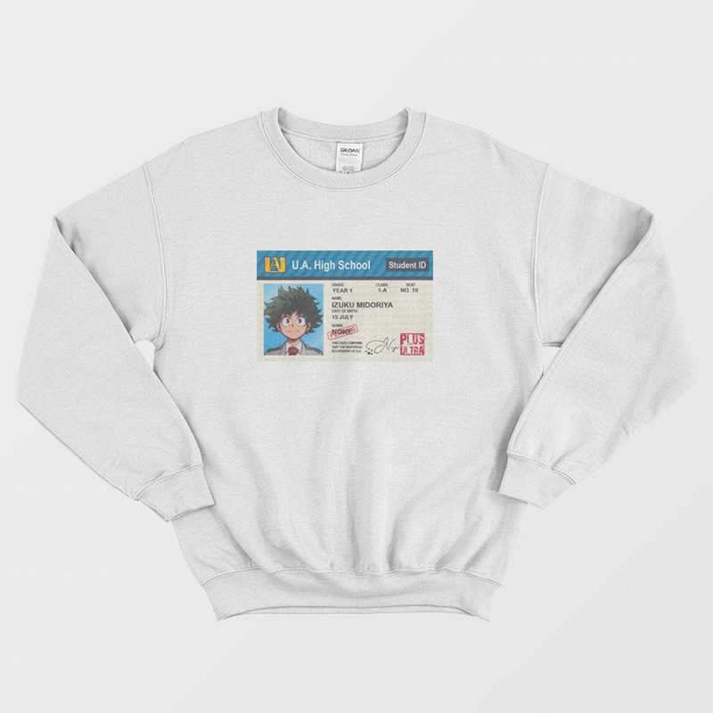 UA Student ID Card My Hero Academia Izuku Midoriya Sweatshirt