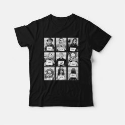 Horror Prison Horror Movie Characters Mugshots T-Shirt