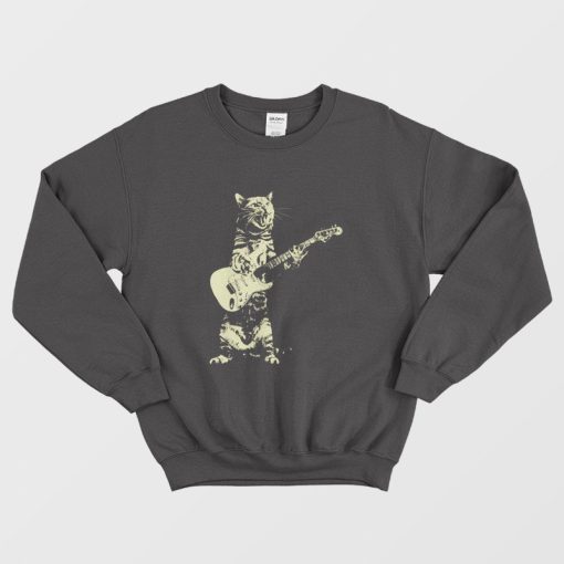 Cat Playing Guitar Sweatshirt