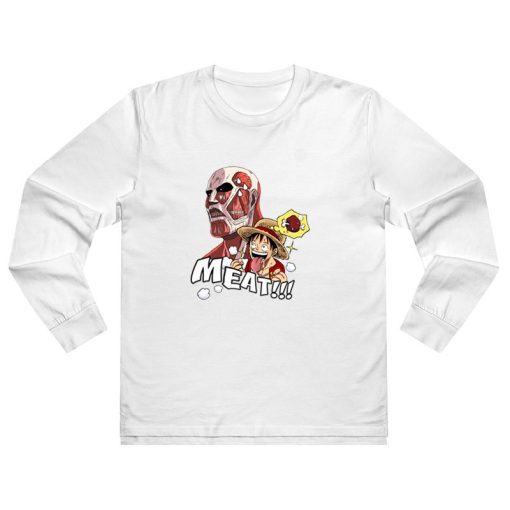 Luffy X Titan Meat Attack On Titan One Piece Long Sleeve Shirt