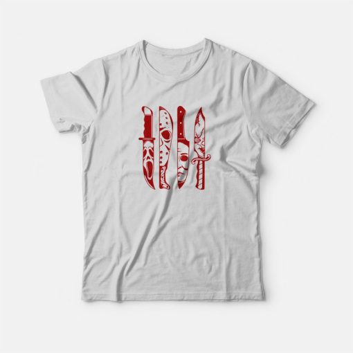 Horror Movie Characters in Knives T-Shirt