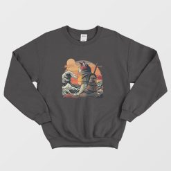 Japanese Retro Samurai Cat The Great Wave Sweatshirt