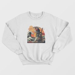 Japanese Retro Samurai Cat The Great Wave Sweatshirt