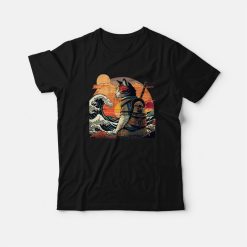 Japanese Retro Samurai Cat The Great Wave T-Shirt
