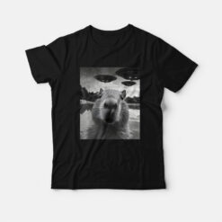 Capybara Selfie with UFOs Weird T-Shirt