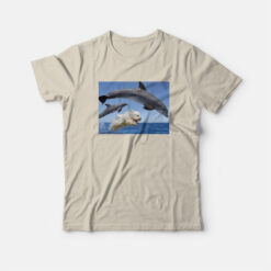 Dog Swims With Dolphins Funny T-Shirt